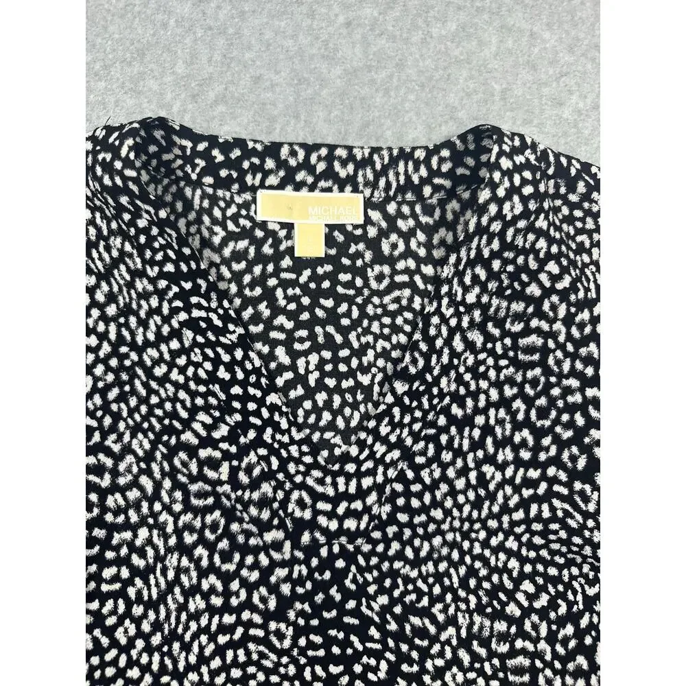 Michael Kors Blouse Top Women's Size Small Black and White V-Neck Bell Sleeve
